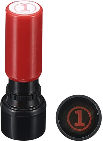 PATIKIL Number Stamps Self Inking, Numeral 1 7mm Number Ink Stamp with Circle Teacher Initial Stamper for Class Notebook Scrapbooking DIY Craft, Red Shell