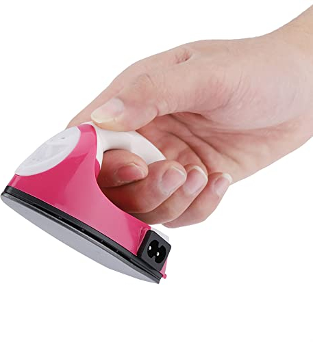YUMILI Ferro da Stiro a Vapore Portatile Mini per Casa e Viaggi, Spina Europea 220V, Rosa, Riscaldamento Rapido, Antigraffio