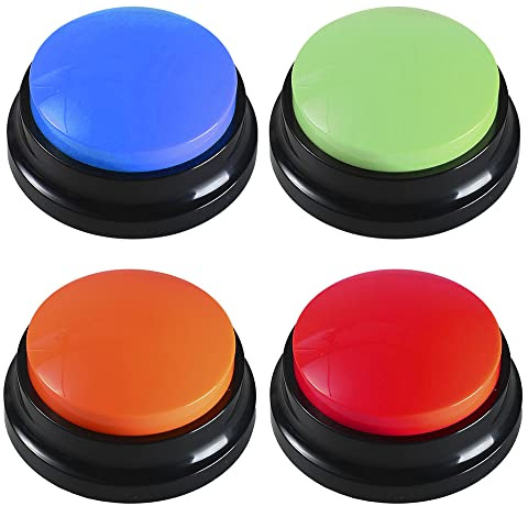 SKJJL 4 Pcs Pulsadores de Entrenamiento Botón, Botones Perros Comunicación, Botón de Grabación de Voz, Botones de Perro para Comunicación para Presionar Botones y Voz lo Que Quieran
