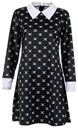 SOUTHSKY Black Dress Skull Pattern Costume for Kids Girls Costumes Outfit Cosplay Halloween Carnival Role-playing (S)