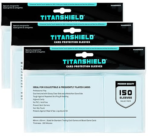 TitanShield [3 Pack Bundle] Premium Clear Card Sleeves for Standard Sized Board Games and Trading Card 2.5 x 3.5 (150 Sleeves)