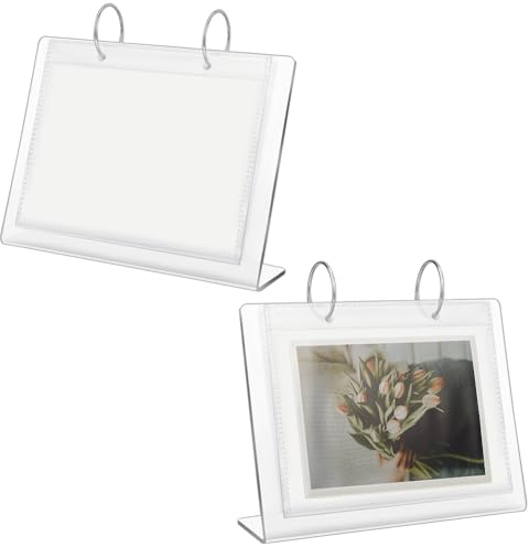 FINGERINSPIRE 2 mini album fotografici da scrivania, in acrilico, contiene 68 foto da 10,2 x 15,2 cm, da tavolo, stile calendario, supporto verticale e album fotografico orizzontale