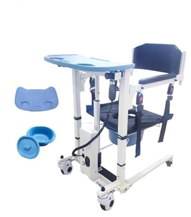 Silla WC Personas Mayores Plegable, Elevador WC Adulto con Reposabrazos, Silla de Movilidad para Pacientes Silla de Ruedas para Pacientes con Cojín Extraíble
