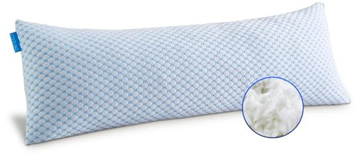 KOOLEAN Memory Foam Seitenschläferkissen, Schwangerschaftskissen, Stillkissen mit Bezug, Lagerungskissen, Kissen für Frauen und Seitenschläfer (White&Blue)