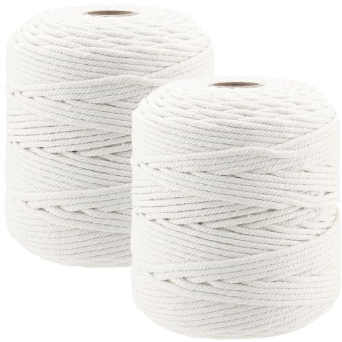 CHUIFAI 2 rollos de hilo de macramé de 5 mm x 200 m, cordón de algodón bohemio, decoración natural, hilo de algodón de macramé, hilo de algodón