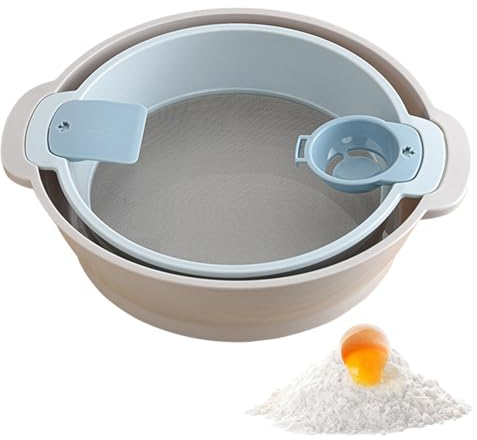 Setaccio per farina rotondo, separatore per uova, in acciaio inox, a maglia fine, setaccio per farina con 40 maglie di alta qualità, antiruggine, drenante per pasta e verdura e frutta per cucina, casa