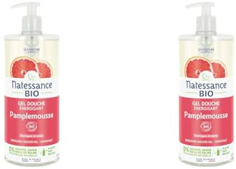 Natessance - Gel Douche Energisant - Pamplemousse - Certifié Bio Cosmos Organic - Flacon Pompe - 1 L (Lot de 2)