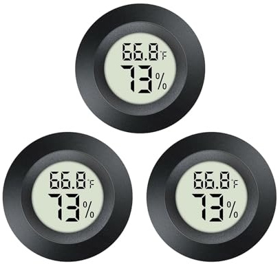 3pcs Mini Hygrometer Thermometer Indoor Outdoor Round Humidity Meter Temperature Gauge Humidity Sensor Fahrenheit Switchable Celsius Monitor for Reptile Jars 3D Printer