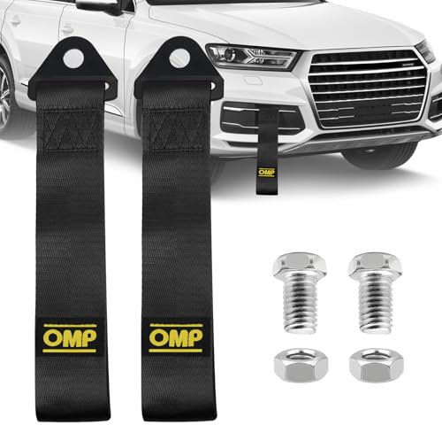 GD HUA Pack of 2 Tow Ropes for Racing Cars, High-Strength Tow Rope, Bumper Tow Ropes, Tow Loop, Universal, Pull Rope High Strength for Vehicle Front and Rear Bumpers (Black)