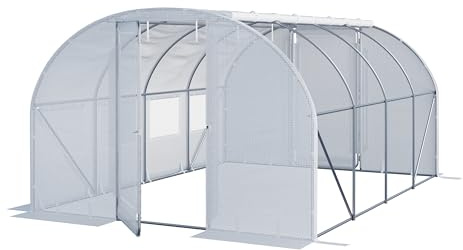 TOOLPORT tunnelväxthus Växthus Premium 3x4m med svängbar dörrkonstruktion PE-duk 180g/m² vit transparent