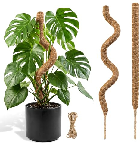 2 st med 120 cm (47 tum) böjbar mossstång för växter, trädgård salvia Monstera ostväxter mossstång kit, handgjorda insatser för inomhus och klätterväxter