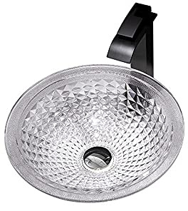 Lavandino da Bagno in Vetro con Rubinetto e Scarico a Scomparsa, lavabo da appoggio sopra Il Piano per mobiletto del Bagno