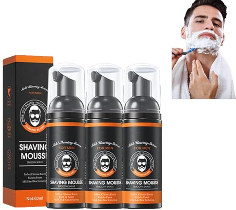 Shaving Foam Travel Size, Foaming Shaving Mousse, Shaving Foam for Men, Shaving Foam, Men's Shaving Cream Soothes the Skin and Moisturises (3 Pieces)