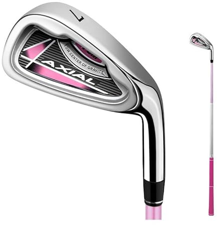 Junior golfklubbor #7 järn barn högerhänta pojkar flickor övningspö kolskaft golfjärn (rosa, 9-12 år)