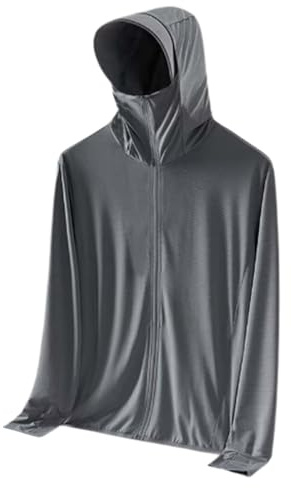 DASONLUE Chaqueta protectora para hombre, monocolor, seda de hielo, sudadera con capucha, chaqueta deportiva, manga larga, protección solar, camiseta de verano, protección solar, camiseta funcional
