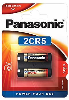 Batería de Litio cilíndrica de Larga duración Panasonic 2CR5, Ideal para detectores de Humo, Equipos fotográficos y de vídeo, 6 V, Pack de 1