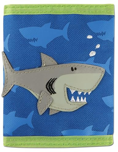 Stephen Joseph, Kids Unisex Wallet, Toddler Wallet for Boys and Girls with Applique Designs, Screen Printed Zippered Coin Pocket, Shark