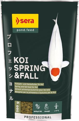 Sera Koi Professional Color Spring & Fall 500 g | Easily digestible koi Fish Food for Ponds | Premium Floating pellets with Vitamin C & Omega acids | Seasonal Fish Food for Freshwater Ponds
