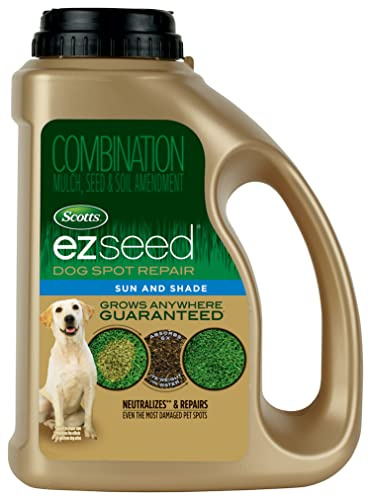 Scotts EZ Seed Dog Spot Repair Sun and Shade, Combination Mulch, Grass Seed Mix and Soil Amendment to Neutralize and Repair Pet Spots, 2 lbs.