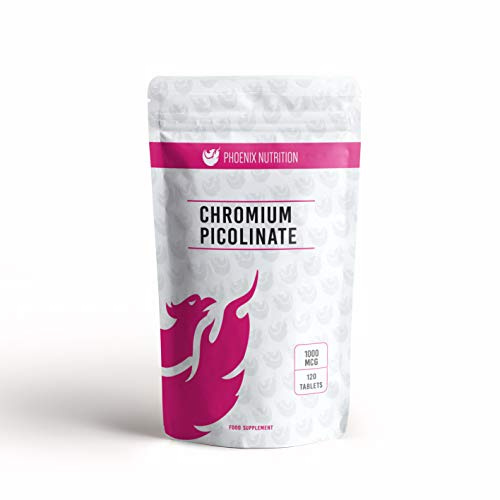 Chromium Picolinate 1,000mcg x 120 Tablets - 1mg Chromium Tablets as Chelated, Bioavailable Picolinate - Phoenix Nutrition