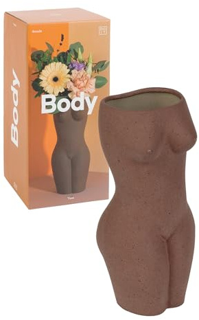 DOIY - Moderne dekorative Vase - Weibliche Körperform - Aus Keramik - Blumenvase - Dekorative Vase - Braun - 10,5x10,1x23 cm - Farbe: Braun - 10,5x10,1x23 cm