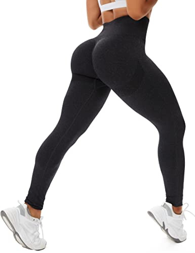 STARBILD Leggins Sportivi da Donna Push Up Sexy, Pantaloni Palestra Vita Alta Scrunch, Senza Cuciture Calzamaglie per Yoga Fitness, F4160 Push Up Grigio Scuro M