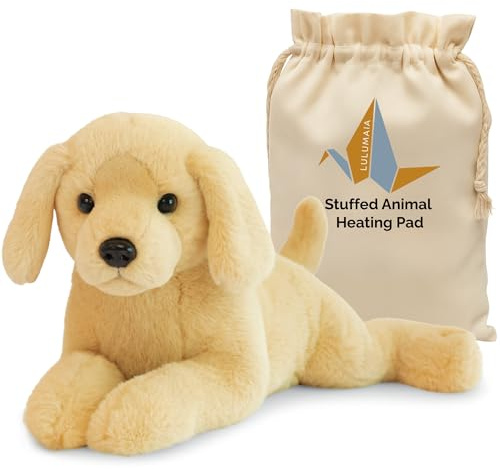 Lulumaia Plush Heating Pads - Microwavable Heating Pad for Cramps - Stuffed Animals for Cramp, Stress Calming -Golden Retriever Heating Pad- Comfort Gift for Kids, Pets, Girls (Snuggly Dog, Brown)