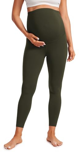 CRZ YOGA Butterluxe Maternity Leggings 25 - Over The Belly Buttery Soft Workout Activewear Yoga Womens Pregnancy Pants Olive Green Medium