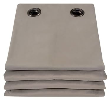Moondream DecibelControl™ Cortina para Separar estancias 4en1 | Acústica | Térmica | Opaca | Aislante | Tecnología Patentada | Producción UE | Terciopelo | Ollaos | Gris MC740 | 135An x 250Al cm