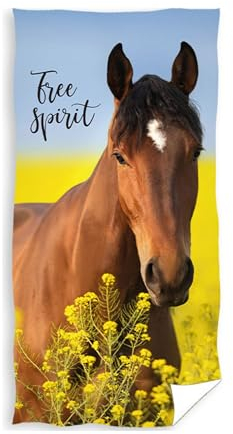 damaloo Pferde Kinder Handtuch groß aus Baumwolle - Badetuch für Jungen, Mädchen & Erwachsene - XXL Duschtuch 70x140