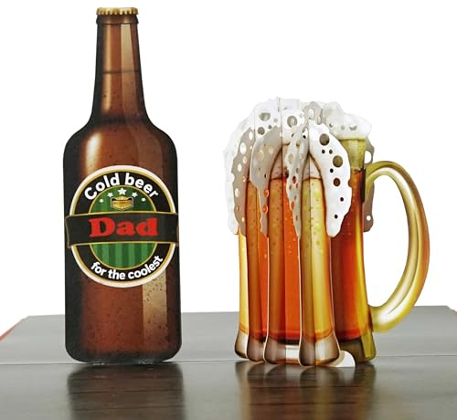 CUTPOPUP Cerveza fría Para el Papá más Genial - 3D Tarjeta Cumpleaños, Tarjeta Dia del Padre, Tarjeta Regalo, Regalos Originales (Cold Beer for Coolest Dad) US8-SD195ES