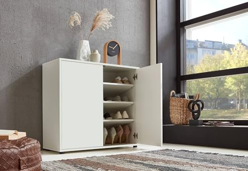 Schuhkommode Kommode Aktenschrank »Mailand 4« Schlafzimmer, bis zu 16 Paar Schuhe, wählbar (Matt Weiß)