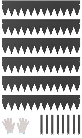 VEVOR Steel Landscape Edging, 6 Packs 40 x 8 in Rust-Resistant Metal Landscape Edging, Bendable Garden Edging Border, Heavy Duty Lawn Edging, Easy-to-Install, Flower Bed Yard Pathway Divider Black