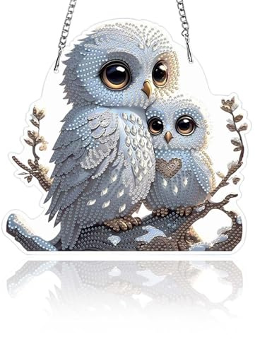 Gemdoit Diamond Painting Window Pictures Owl Diamond Painting Animals Diamond Painting Pictures Pendant Decor Adults Children Craft Set Children Adults