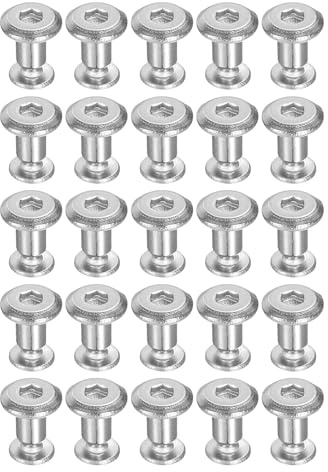PATIKIL M2x3mm Hex Chicago Screws 3x4mm, 20Pcs Stainless Steel Metric Hex Drive Socket Cap Binding Post Screw Posts for Scrapbook Leather Belt Album Furniture Repair, Silver