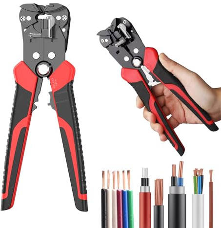 LIULINY 3 i 1 automatisk skalningsklämma, 3 i 1 strippstång, avskalningskapacitet: 0,2–6 mm², trådskärare med justerbar längd, för strippning, skärning, tryckning, aluminiumtråd