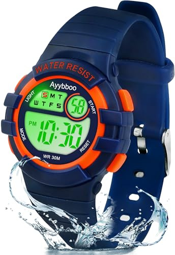 Ayybboo Kids Digital Watch for Boys and Girls | Sports Watch with 7-Colour Backlight, 3ATM Water Resistant, Alarm and Stopwatch,Ideal for Daily Outdoor Activities