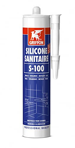 mastic silicone sanitaire - griffon s-100 - base acétique - blanc - 300 ml - griffon 1249325