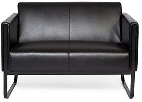 hjh OFFICE Loungesofa Bali Black Gestell schwarz Kunstleder glatt 2-Sitzer schwarz