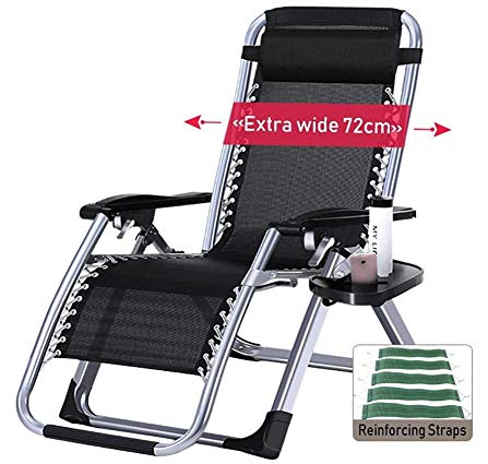 DQCHAIR Übergroßer Garten, Der for Schwerlastmenschen, Nullgravitation-Sonnenliege-Stuhl for Im Freienpatio-Rasen-Plattform-tragbare Stühle, Unterstützung 200kg Stützt (Color : Silver)