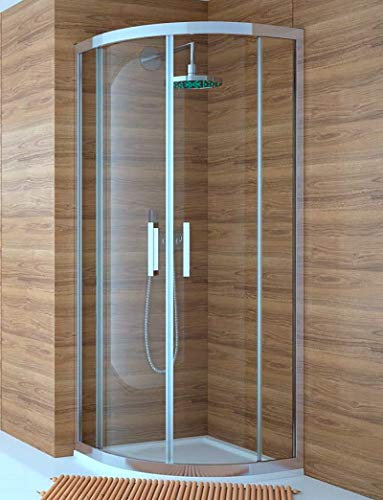 Mampara de Ducha Semicircular- 2 Hoja Fija y 2 Puerta Corredera - Cristal de Seguridad de 6 mm - Modelo Trescientos Circle (90 x 90 Curva Roca)