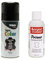TRG Lederfarbspray 150ml Lederfarbe + Primer & Lederreiniger 100ml für Glattleder | Spray für Schuhe, Kunstleder & Stoffe, starke Deckkraft, viele Farben inkl. Metallic (schwarz 317/35)
