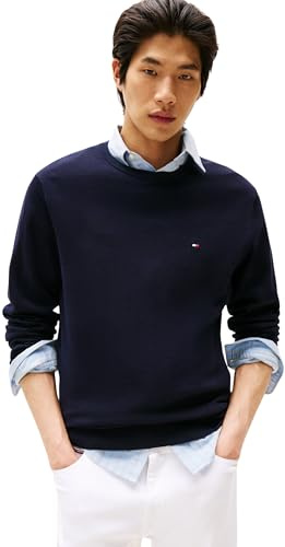 Tommy Hilfiger Men’s Essential Cotton Crew Neck Jumper, Blue (Desert Sky), XL