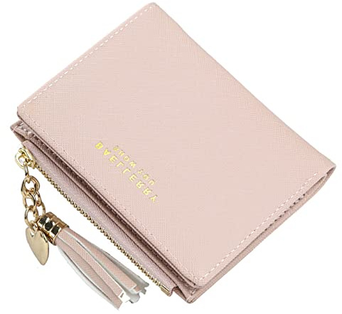 Portafoglio di Pelle Sintetica Donna, Portafoglio Portamonete con Cerniera, Portafoglio Piccolo Donna in Formato Corto, Borsa Porta Carte Sottile per Ragazza