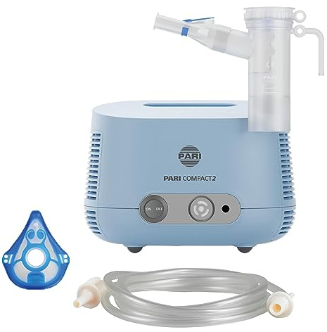 PARI COMPACT2 - Small Portable Nebuliser Machine for Adults and Kids 4+ - Clinic-Grade Compressor for COPD, Cold and Cough, Asthma, Congestion Relief, and Chronic Respiratory Treatments