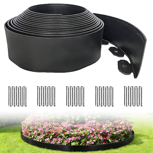 Landscape Edging 33FT, [Extra Tall 4IN] Garden Edging Borders with 50 Stakes,Flexible Lawn Edging Kit DIY for Flower Beds, Yard, Tree, Pathway, Playground, Paver Edge (Black)