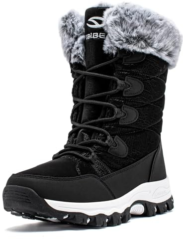 CLYCTIP Warm Gefüttert Winterschuhe Damen Schneestiefel Wasserdicht Outdoor Trekking Wanderschuhe Gr. 37-42 (schwarz, Erwachsene, Damen, 42, Numerisch, EU Schuhgrößensystem, M)