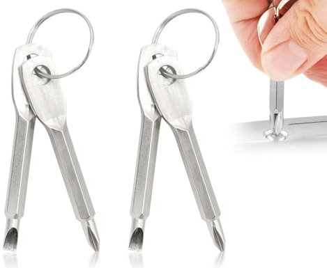 KAPSING Mini destornillador, llavero multifunción, 4 unidades de Phillips portátil y herramienta de destornillador plano (2 juegos)