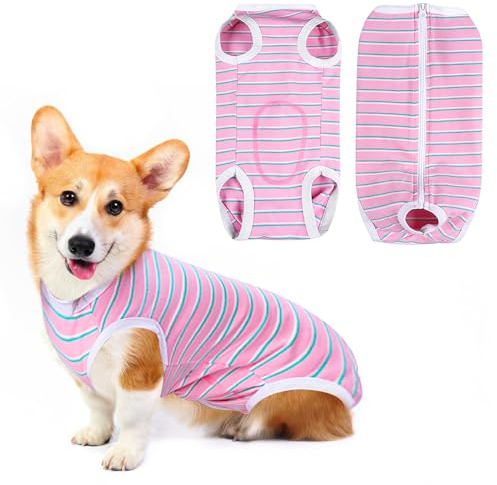 Hundebody Nach Op, 2 Stück Hunde-Erholungsanzug, Hundebody Nach Kastration Rüde Hündinnen, Leckschutz Anti-Wundlecken Erholungsanzug mit Reißverschluss, Hund Halskrause Alternative (M)