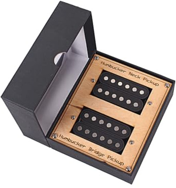 Domofa High Output Humbucker Pickup Set Alnico 5 Dual Coil Neck Bridge Pickups with Larger Pole Pieces for Electric Guitar 14.2K/17.1K, Black
